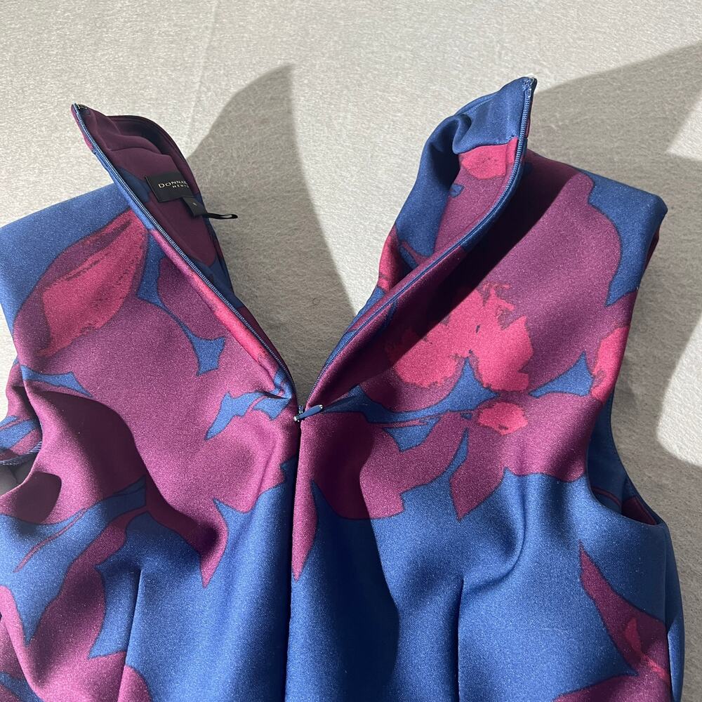 Donna Karan New York Floral Fit & Flare Dress Blue Magenta Size 8 - Picture 9 of 16